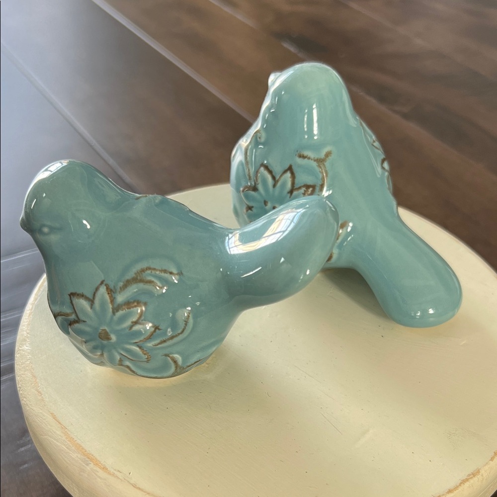 Blue Ceramic Bird Figurines - Picture 3 of 3